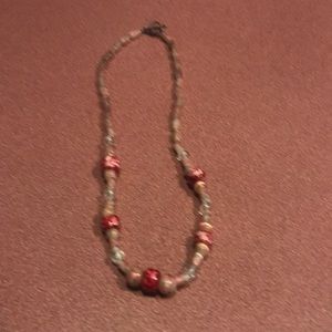 Glass bead choker really feminine in white and pink pretty colors see pics